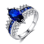 Fashion femmes or blanc rempli Horse Eye Bleu Royal Cristal CZ Bague Taille 6-9