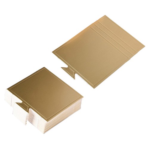 100 pcs Disposable Mousse Mats Small Square Golden Cupcake Dessert Tray 7.2x7cm
