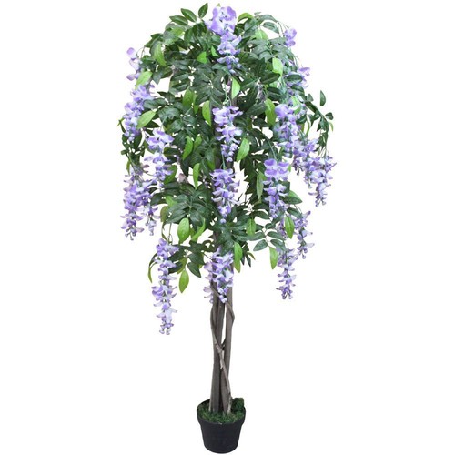 Blauregen Glyzinie Wisteria Kunstpflanze mit Echtholz 160cm Decovego