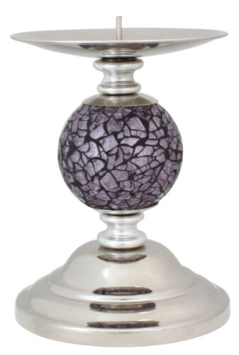 Lilac Plum Purple Mosaic Sparkle One Ball Candlestick Decorative Candle Holder