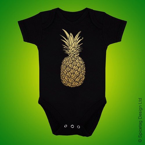 Pineapple Baby Grow Tropical Fruit Newborn Bodysuit Present Gold Gift Shower New