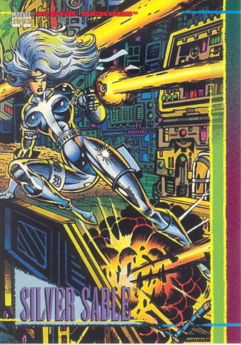 MARVEL UNIVERSE 4 1993 SKYBOX PROMO CARD NO NUMBER SILVER SABLE 