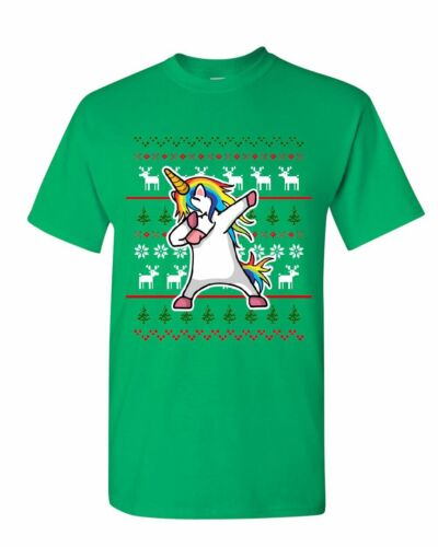 Dabbing Unicorn Ugly Sweater T-Shirt Christmas Xmas Dab Rudolph Mens Tee Shirt