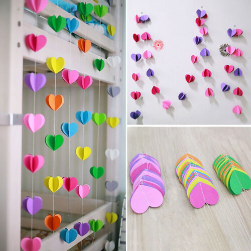 Hanging Paper 3D Heart Garland Birthday Party Wedding Ceiling Banner Decor Nice