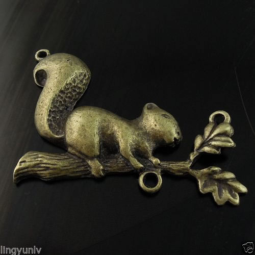 6PCS Antique Style Bronze Tone Squirrel Charms Pendentif Finding 07902