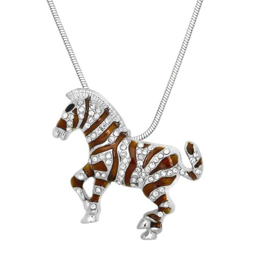 Adorable  Zebra Horse Pendant Necklace Gift Boxed Fast Shipping 