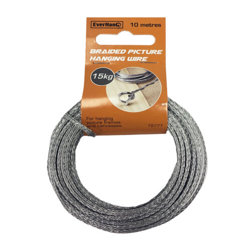 Zinc Plated Everhang BRAIDED PICTURE HANGING WIRE 15Kg Load Rating 10m Or 25m 