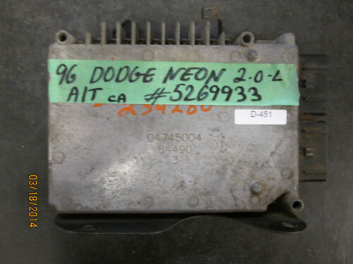 Details about   ^^ 1996 96 DODGE NEON 2.0L  A/T  ECU # 5269933/05269933 D-451 