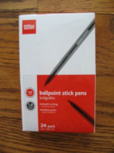Office Depot 24 Ballpoint Stick Pens RED 1.0 mm MED PT NEW 788-705 Lot of 2 
