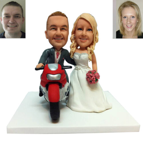 Bride and Groom Motorcycle Customized Wedding Cake Topper Handmade Wedding Gift 