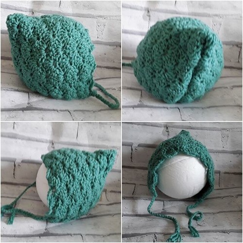 HAND CROCHETED SAGE GREEN PIXIE HAT OTHER COLOURS AVAILABLE 3-6 MONTHS