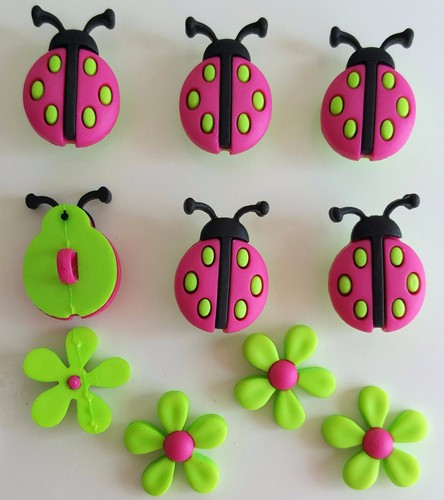 Flower Pink Ladybird Nature Garden Dress It Up Craft Buttons LADYBUG CROSSING