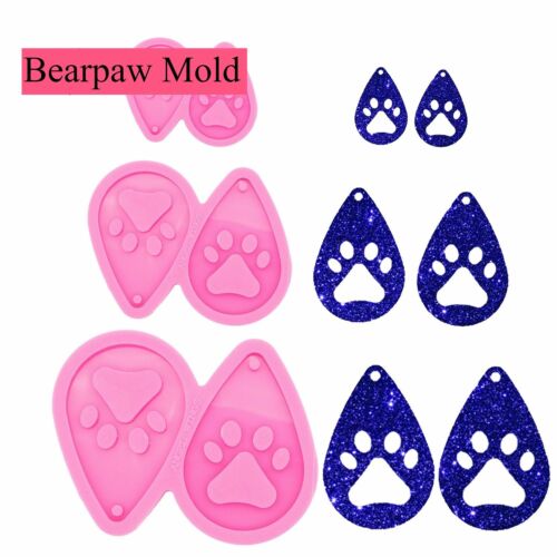 L M S Bear Paw Tear Drop Hoop Earrings Handmade DIY Epoxy Mould Silicone Molds 