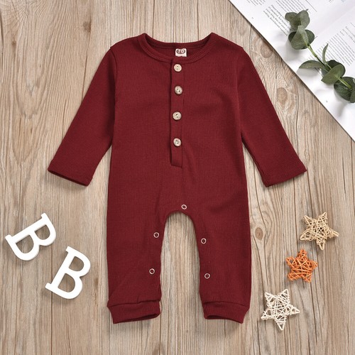 Infant Baby Girl Boy Clothes Solid Color Knitted Romper Jumpsuit Overall Outfits