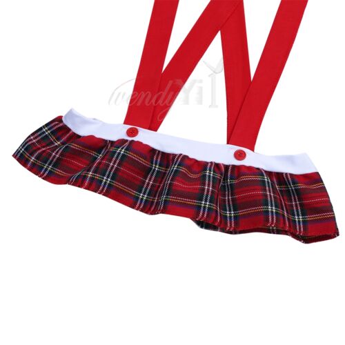 Students Costume Women School Girl Halloween Pom Top Skirts Fancy Dress Babydoll