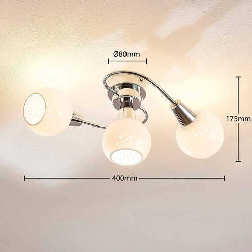 LED Deckenleuchte Benedikt 3 Weiße Schirme Glas Lampenwelt Deckenlampe E14 LED