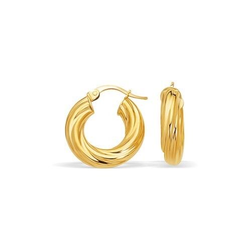 5mmX22mm 7//8/" Thick Twisted Hoop Earrings Real 14K Yellow Gold FREE SHIPPING