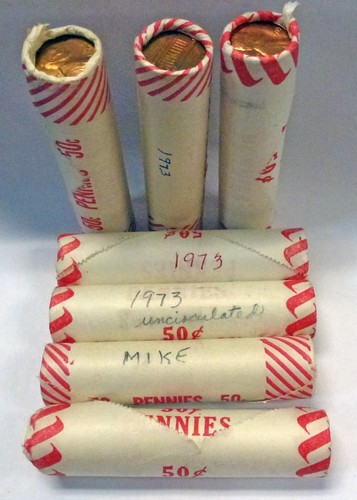 {BJSTAMPS} 1973-P BU LINCOLN CENTS SEALED WRAPPED UNSEARCHED Shotgun Roll