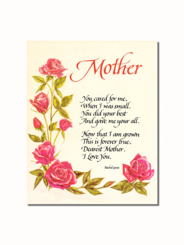 Mother I Love you Poem Roses #2 Wall Picture 8x10 Art Print