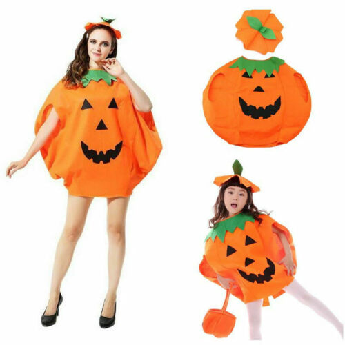 Adults Kids Party Children Costume Outfit Novelty Pumpkin Halloween Fancy Dress