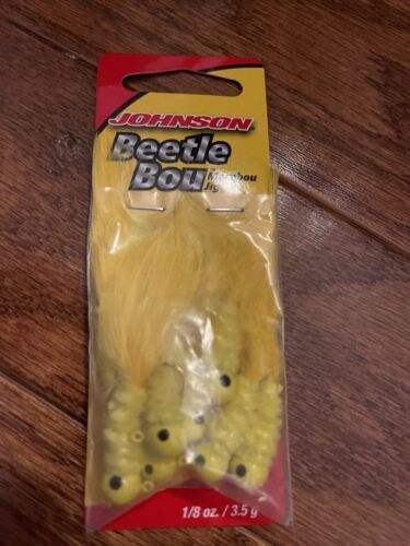 Johnson Beetle Bou Marabou Crappie Jigs Yellow  8 pack 1//8