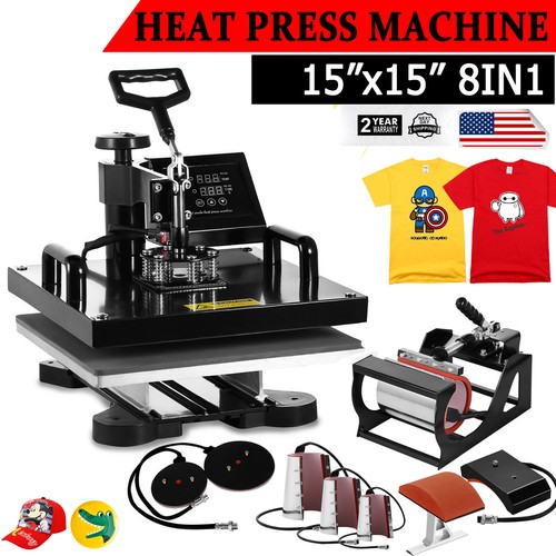 8 in 1 Transferpresse T-Shirtpresse Textildruck Heißpresse Hitzepresse 38x38cm