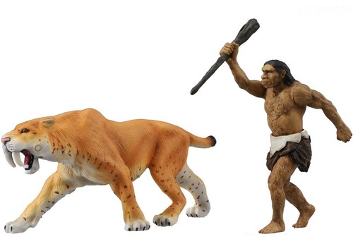 TAKARA TOMY Ania Animal AL-10 Saber Tiger with Neanderthal man Figure Japan
