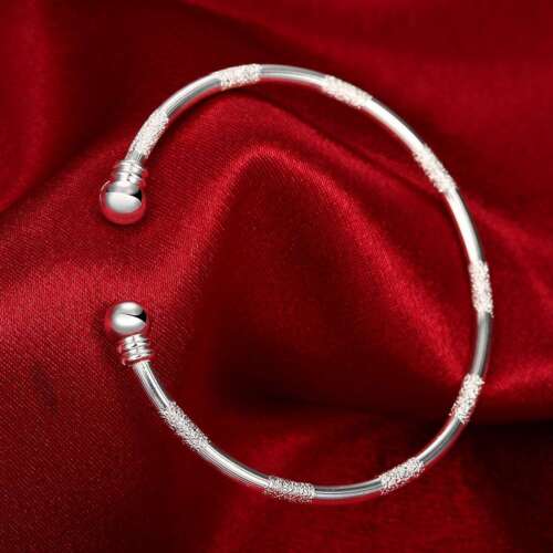 Fashion 925Sterling Solid Silver Jewelry Dull Polish Bangles Bracelet K233 