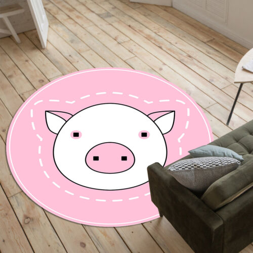Funny Animals Face Non-slip Round Soft Area Rug Floor Carpet Door Mat Home Decor 