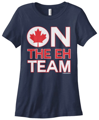 Threadrock Women/'s On The Eh Team T-shirt Funny Canada Canadian Flag