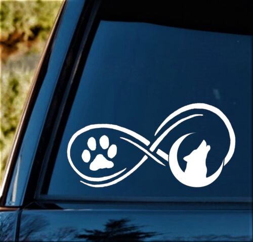 Howling Wolf Infinity Moon Paw Decal Sticker for Car Window 8.0 Inch BG 251 