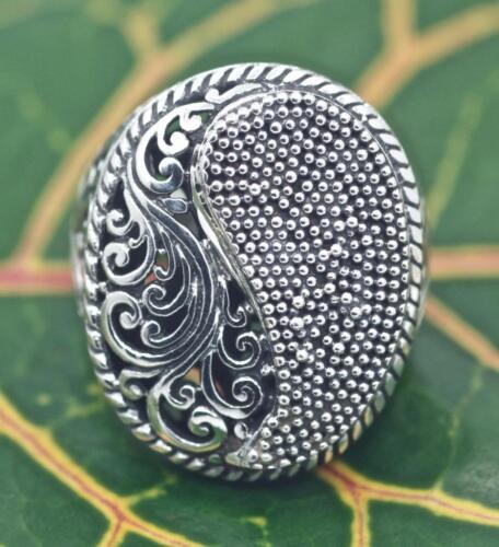 Handmade Sterling Silver .925 Bali Ying Yang Large Detailed Filigree Dome Ring. 