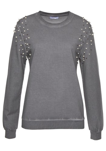 KP 29,99 € SALE/%/%/% NEU!! anthrazit Sweatshirt mit Zierperlen Aniston