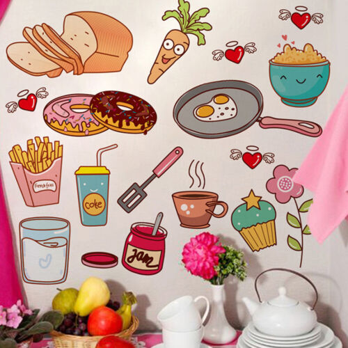 Food Pattern Wall Sticker Self Adhesive Vinyl Removable Decal Decor v 