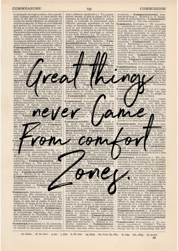Great things never come Dictionary Art Print Page Motivational Inspirational