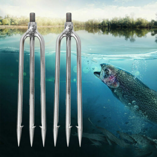 2pcs Stainless Steel 3 Prong Harpoon Gig Gaff Hook Barb Fish Spear for Outdoor