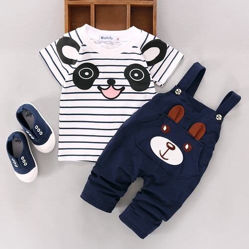 Cute 2PCS Newborn Baby Boy Girls T-shirt Tops+Pants Overalls Outfits Clothes Set