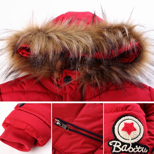 NUOVA linea ragazzo bambino inverno Parka lungo imbottito pelliccia Cappotto con cappuccio adolescente età 6-17Y