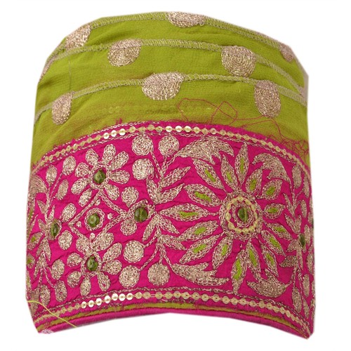 Sanskriti Vintage Pink Sari Border Hand Beaded Indian Craft Trim Sewing Lace
