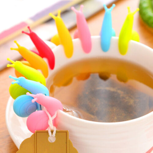 5//1Pcs Cute Snail Shape Tea Bag Holders Silicone Mug Kitchen Gift Candy Colour