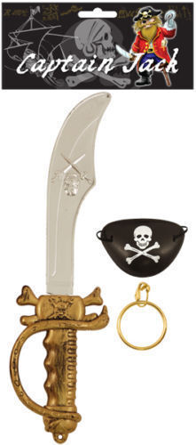 Conjunto de espada capitán Jack/Vestido de fantasía-Oreja Anillo & Parche Ojo De Pirata Para Niños 