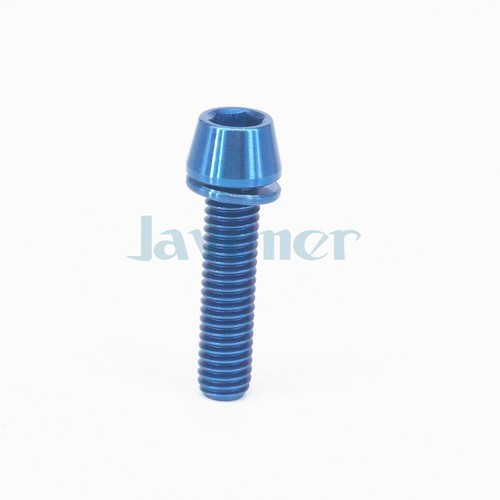 LOT 4 M6 x 25mm Blue GR5 Titanium Taper Cone Head Bolts With Washer Bicycle