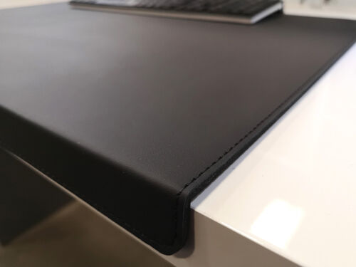 Gewinkelte Schreibtischunterlage Echt Leder Schwarz 60x38 mit Mauspad Rindsleder 