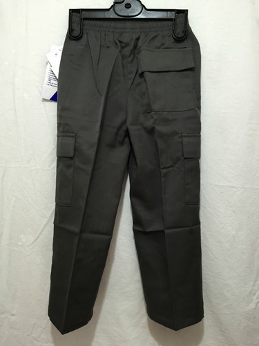 BNWT Boys Sz 4 LWR Brand Dark Grey Elastic Waist Cargo Side Pocket School Pants