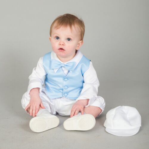 Baby Boys Christening Outfit Christening Suit 3pc Suit Light Blue Bow Tie
