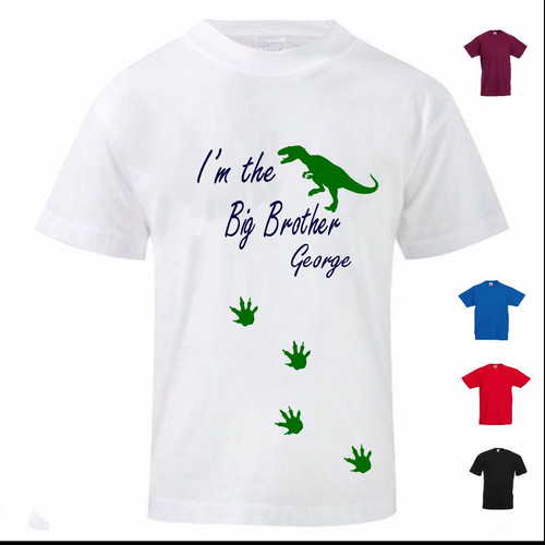 Personalised I/'m the Big Brother Dinosaur T-Shirt Top Tee Childrens Kids Toddler