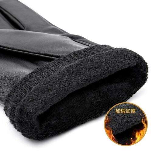 gants 100% cuir véritable noir pour homme Moto Tactile Hiver Chauffante Laine 
