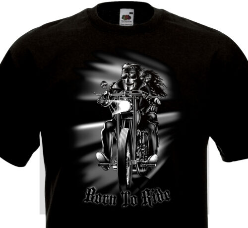 T-shirt Born to Ride Biker Motorcycle Skull Moto Rebel Bobber Harley Indian