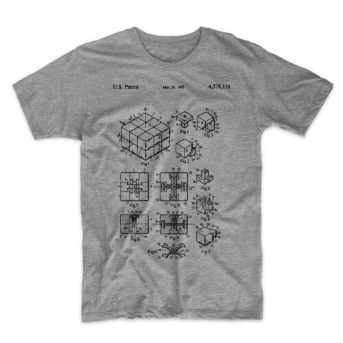NEW Rubik/'s Cube Patent T-Shirt.100/% Cotton Tee Comfy on Black White or Gray