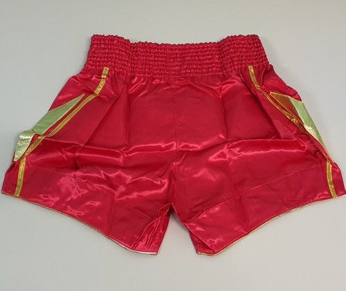 SHORTS FAIRTEX MUAY THAI FIGHT KICK BOXING MMA RED GOLD ADULT XL SATIN BS0606
